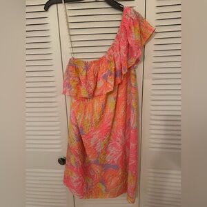 Lilly Pulitzer Pink and Orange One-Shoulder Dress